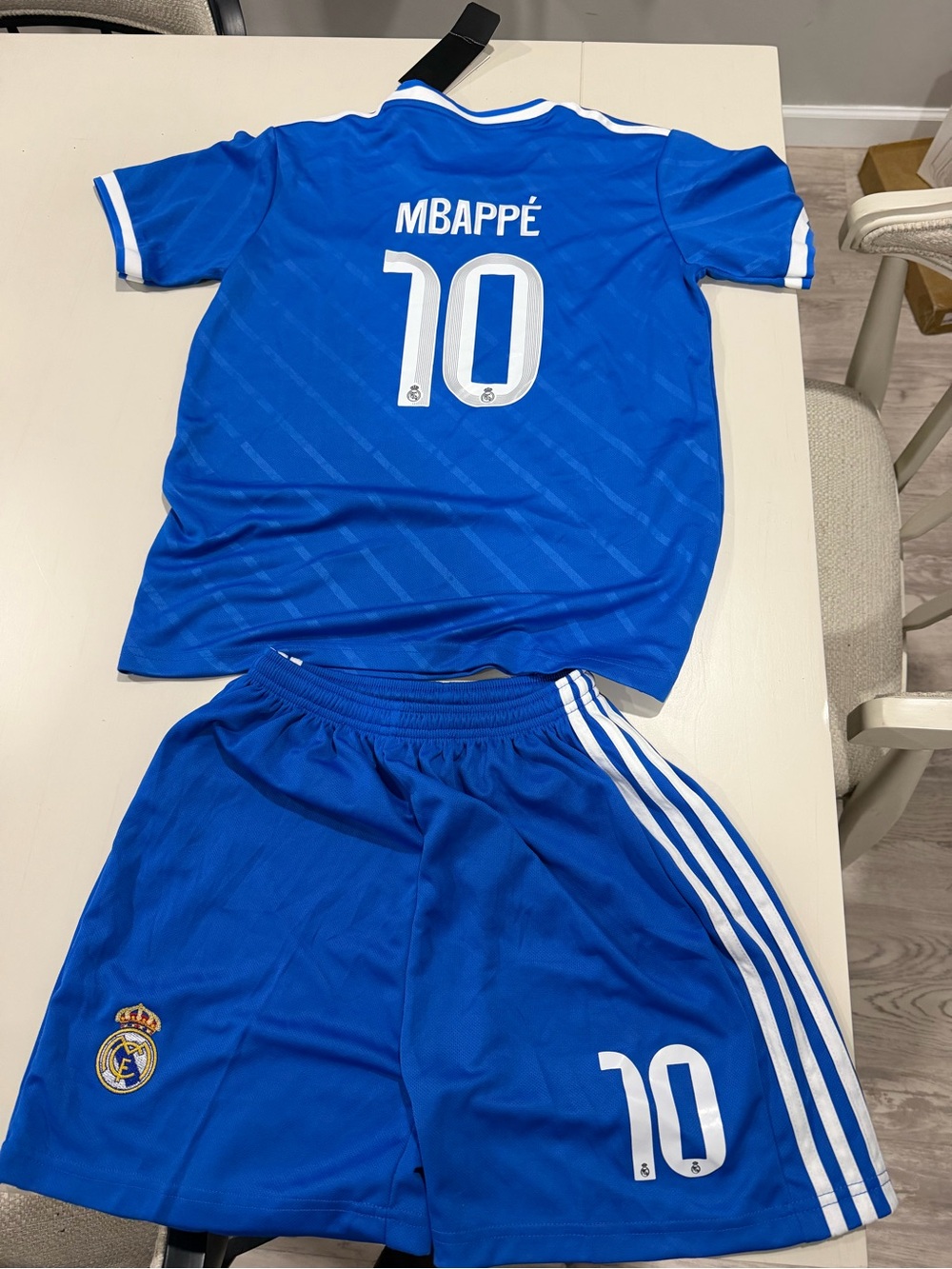 Men’s size XS kids XL Blue Soccer Jersey & Shorts Set - Mbappé #10